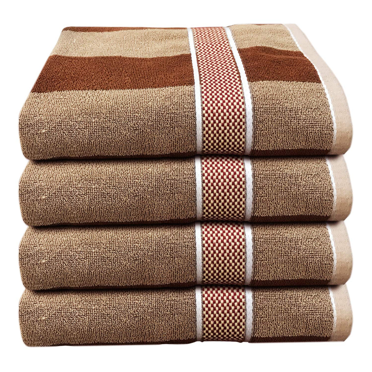 Kuber Industries Cotton 4 Pieces Bath Towel Super Soft, Fluffy, and Absorbent, Perfect for Daily Use 100% Cotton Towels, 500 GSM (Brown)-KUBMART11602, Standard
