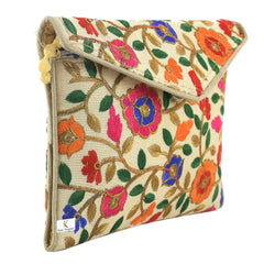 Kuber Industries 2 Pieces Silk Traditional Embroidery Envelope Clutch/Hand Purse Bag for Women/Girls (Cream)-KUBMART11847, Pink
