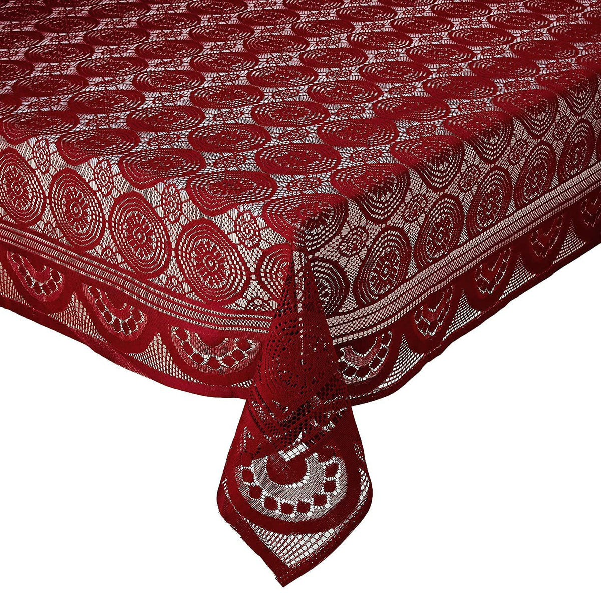 Kuber Industries Circle Printed Home Decorative Luxurious 4 Seater Cotton Center Table Cover/Table Cloth, 40"x60" (Maroon)-44KM012