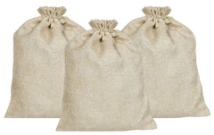 Kuber Industries Jute Small Size Gift Bags with Drawstring for Gifts Jewelry and Storage-Pack of 3 (Gold)
