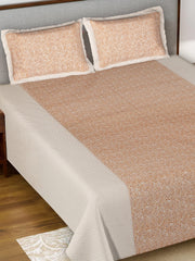 Kuber Industires Floral Design Pure Cotton Soft Light Weight Double Bedsheet with 2 Pillow Cover (Cream)-HS_38_HEARTH21127