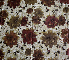 Heart Home Flower Printed PVC 4 Seater Center Table Cover, Protector with White Lace Border, 40"x60" (Brown)