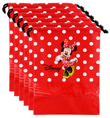 Kuber Industries Disney Minnie Print 6 Piece Non Woven Travel Shoe Cover, String Bag Organizer (Red) -HS_35_LUGGAGE17995
