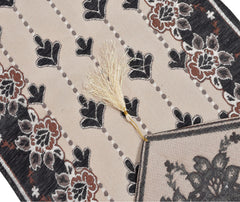 Kuber Industries Floral Printed Velvet Dining Table Runner for Dinner, Wedding, Party, Events, Décor, 13"x72"inch (Brown)-50KM01757