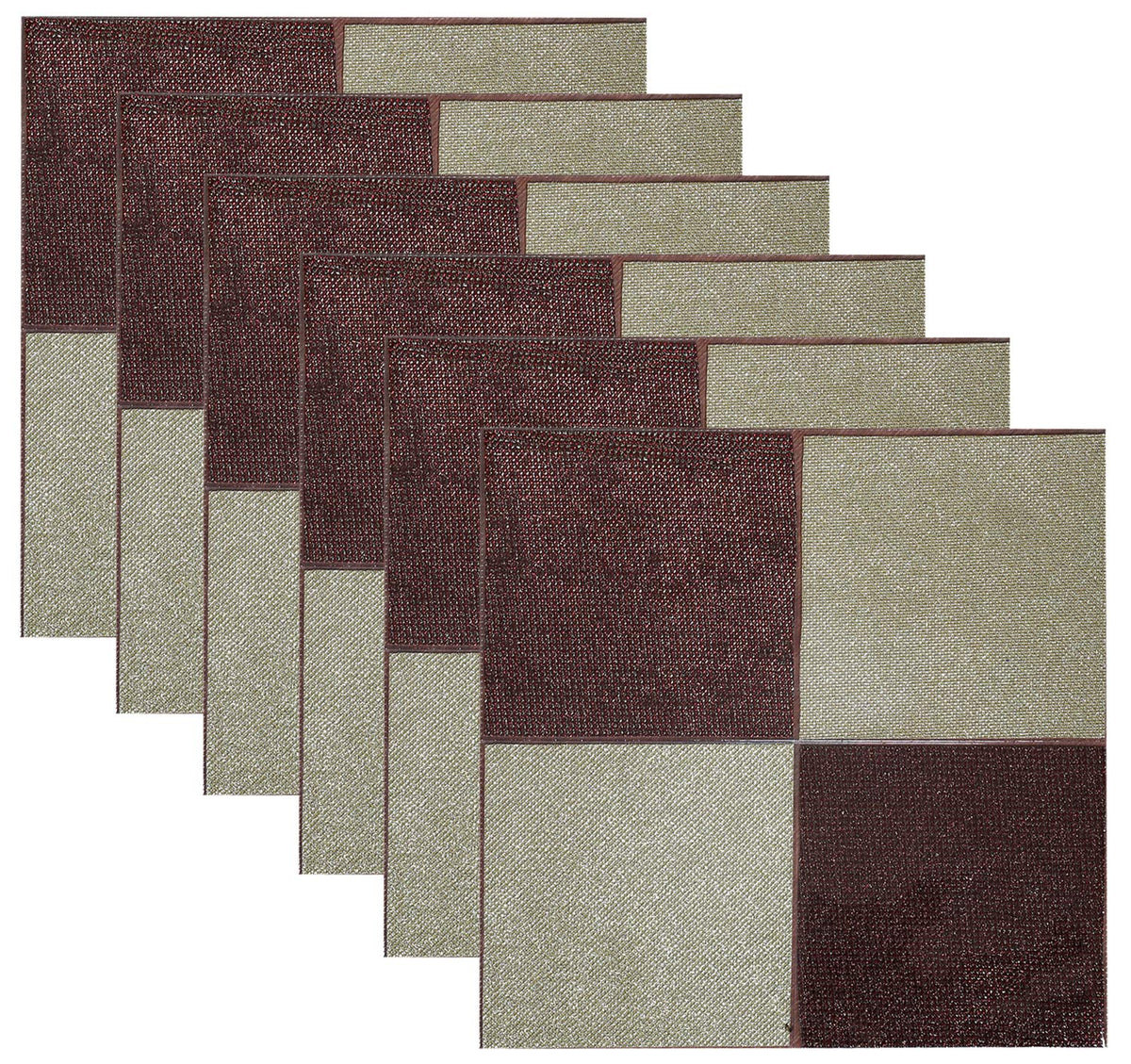 Kuber Industries Laminated Patch PVC 6 Piece Square Dining Table Placemat Set 30x30 CM (Maroon & Gold) - CTKTC040625