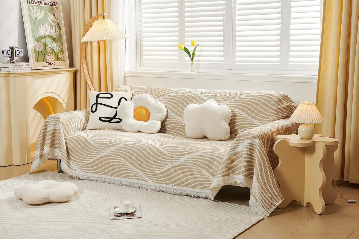 Kuber Industries Decorative Chenille Sofa Throw|Throw for Sofa, Bed & Couch|Ideal for Indoor & Outdoor 70x90 Inches (Coffee)