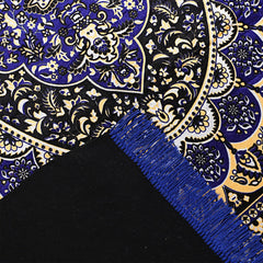 Kuber Industries Carpet|Water Absorption Kalamkari Paisley Pattern Floor Mat|Velvet Sitting Carpet for Hall, Living Room, 5x7 Feet (Navy Blue)