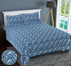 Kuber Industries Double Bedsheet(228 * 254 cm)|Cotton 120 TC Luxury Printed Soft & Lightweight Bedsheet for Double Bed with 2 Pillow Covers (Blue)