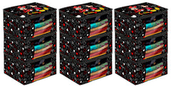 Kuber Industries Disney Mickey Print 9 Piece Non Woven Fabric Saree Cover/Clothes Organiser For Wardrobe Set with Transparent Window, Extra Large (Black) -HS_35_KUBMARTS18135