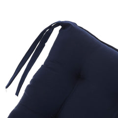 Kuber Industries Cotton Decorative Fabric Chair pad/Back Support/Seat Cushion with Ties and Handmade Quilting,14" x 14" Inch (Navy Blue) - CTKTC46173