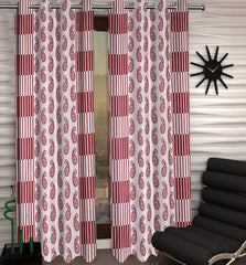 Kuber Industries Cairy Design 2 Pieces Polyester Eyelet Door Curtain 7 Feet (Maroon)-CTKTC14219