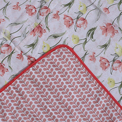 Kuber Industries Lightweight Floral Design Cotton Reversible Double Bed Dohar|AC Blanket for Home & Travelling (Red)