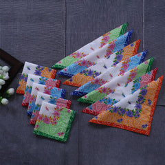 Heart Home Handkerchiefs|Soft Cotton Bandhani Print Hankies for Woman,Girls & Wicking Sweat from Hands,Face,Set of 12 (Multicolor)