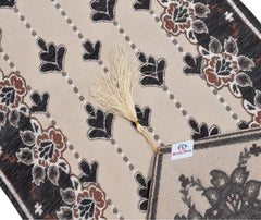 Heart Home Floral Printed Soft Velvet Dining Table Runner for Dining Table, 13"x72"inch (Brown)-50HH01758