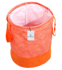 Kuber Industries Laheriya Printed 2 Pieces Waterproof Canvas Laundry Bag, Toy Storage, Laundry Basket Organizer 45 L (Orange) CTKTC034630
