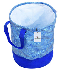 Kuber Industries Laheriya Printed Waterproof Canvas Laundry Bag|Toy Storage|Laundry Basket Organizer 45 L (Blue) CTKTC034625