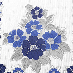 Kuber Industries Flower Design Cotton 5 Seater Sofa Cover with 6 Pieces Arms Cover and 1 Center Table Cover Use Both Side (Set of 17, White & Blue, Standard)