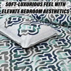 Kuber Industries Double Bedsheet with 2 Pillow Covers | 160 TC Premium Cotton Bedsheet for Double Bed | Bedsheet for Living Room-Home & Hotels | Rusty Star Flower | 100x108 Inch | Green