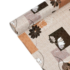Kuber Industries Flower Design PVC Wardrobe Kitchen Drawer Cupboard Cabinet Shelf Mat 10 Mtr (Brown) CTKTC33372