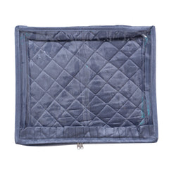 Heart Home Satin Water Resistant & Foldable Saree Cover|Clothes Organizer for Home & Travel Top Transparent With Zipper,17 x 9 Inch,(Gray)