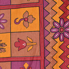 Kuber Industries 100 Percent Cotton Kantha Design 180 TC Double Bed Sheet with 2 Pillow Covers (Red), CTKTC013545,Standard