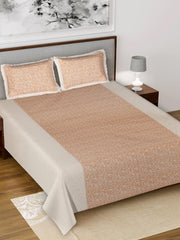 Kuber Industires Floral Design Pure Cotton Soft Light Weight Double Bedsheet with 2 Pillow Cover (Cream)-HS_38_HEARTH21127