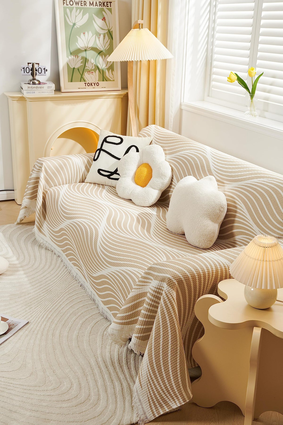 Kuber Industries Decorative Chenille Sofa Throw|Throw for Sofa, Bed & Couch|Ideal for Indoor & Outdoor 70x51 Inches (Coffee)