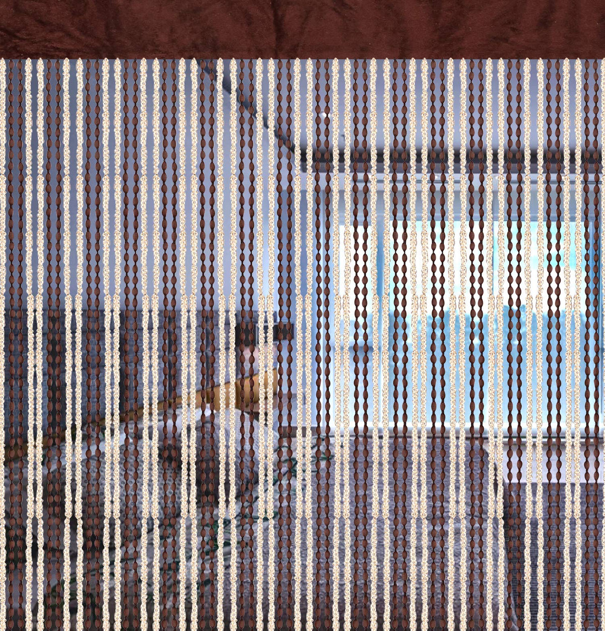 Heart Home HEART0606 Door Decorative Room Window Divider Sheer Fringe Thread Plain Strings Hanging Plastic Curtains (Maroon, 7 x 4 ft)