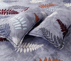 Kuber Industries Fitted Double Bedsheet|Glace Cotton Leaf Print Bedsheet with 2 Pillow Covers for Living Room|Bedroom|6x6 Feet (Gray)