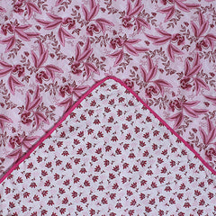 Kuber Industries Lightweight Tropical Plant Design Cotton Reversible Double Bed Dohar|AC Blanket for Home & Travelling (Pink)