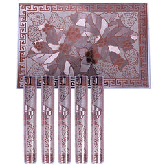 Kuber Industries Flower Design PVC 6 Piece Reversible Dining Table Placemat Set (Silver & Gold) - CTKTC040613
