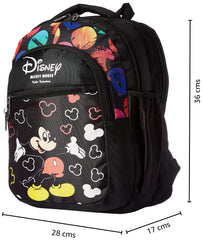 Kuber Industries Disney Mickey Mouse Print 14 inch Waterproof Polyster School Bag/Backpack for Kids (Black)