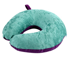 Kuber Industries 2 Pieces Unisex U -Shaped 100 Percent Pure Memory Foam Soft Cushions Neck Rest Pillow for Travel, Car, Train, Flight, Bus (Purple & Green) - CTKTC039218
