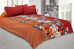 Kuber Industries 180 TC Cotton Double Bedsheet with Two Pillow Covers - Red