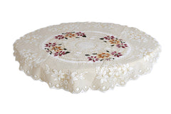 Kuber Industries Flower Design Round Table Cover for Kitchen Dining Room Restaurant Party Decoration (Cream), Standard (HS_37_KUBMART020504)