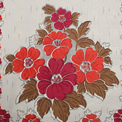 Kuber Industries Floral 6 Piece Cotton Sofa Cover Set, Cream & Pink