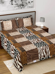Heart Home Stone Print Glace Cotton Double Bedsheet with 2 Pillow Covers (Black & Brown) (HS_36_HEARTH019546)