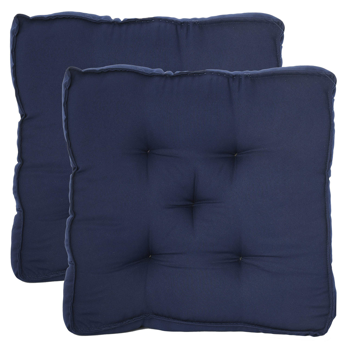 Heart Home 2 Pieces Cotton Decorative Fabric Chairpad/Back Support/Seat Cushion and Handmade Quilting, 14" x 14" Inch (Navy Blue) HEART926