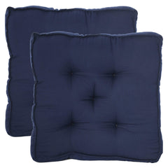 Heart Home 2 Pieces Cotton Decorative Fabric Chairpad/Back Support/Seat Cushion and Handmade Quilting, 14" x 14" Inch (Navy Blue) HEART926