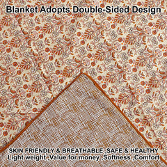 Kuber Industries Lightweight Tropical Plant Design Cotton Reversible Double Bed Dohar|AC Blanket for Home & Travelling (Sky Blue)