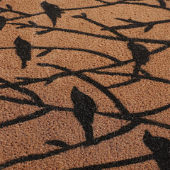 Heart Home Door Mat|Polyethylene Durable & Anti-Slip Natural Birds Print Floor Mat|Rug for Indoor or Outdoor, 30x20 Inch (Brown)