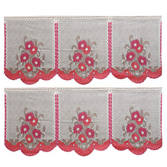 Kuber Industries Flower Design 6 Piece Cotton 5 Seater Sofa Cover Set - 70.07"x29.13", Magenta