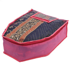 Kuber Industries 12 Piece Non Woven Blouse Cover with Front Transparent Window with Attached Pocket Set (Purple & Pink)