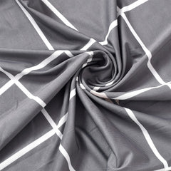 Heart Home Check Printed Elastic Stretchable Polyster Chair Cover for Home, Office, Hotels, Wedding Banquet (Grey)-50HH0879