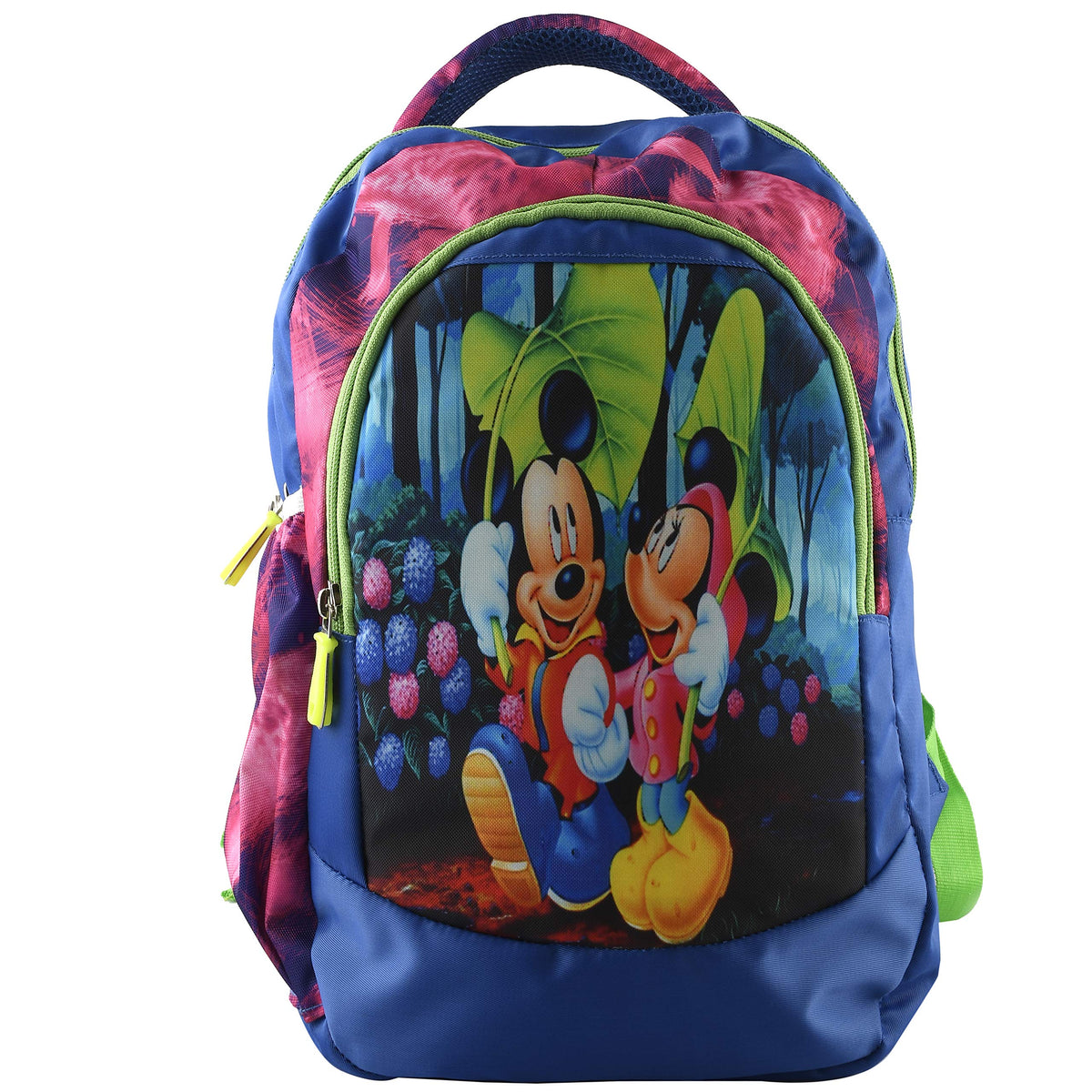Kuber Industries Disney Mickey & Friends 15 inch Polyster School Bag/Backpack For Kids, Blue-DISNEY014