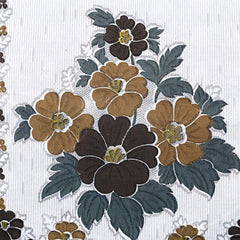 Heart Home Floral Design Use Both Side Cotton 5 Seater Sofa Cover 178x 74cm with 6 Pieces Arms Cover 74x 61cm and 1 Center Table Cover 74x 61cm HEART12029 - Set of 17 (White and Brown)