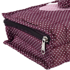 Fun Homes Cotton Multipurpose 7 Pocket Dot Printed Jewellery Storage Bag Pouch/Travel Kit Organizer (Purple & Gold)-Pack of 2-FHUNH15465