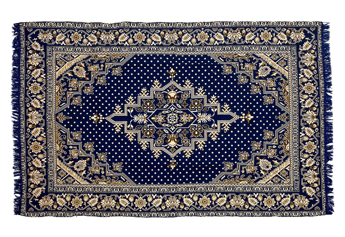 Kuber Industries 5 x 7 Feet Superfine Velvet Carpet|Rug|Living Room|Bedroom|Hall (Blue)