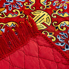 Kuber Industries Traditional Carpet/Pooja Mat|Square Shape & Soft Velvet Material|Maditation Prayer Mat|Size 60 x 60 CM,Pack Of 2 (Red)
