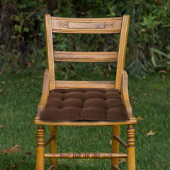 Kuber Industries 4 Pieces Cotton Decorative Fabric Chair pad/Back Support/Seat Cushion with Ties and Handmade Quilting,14" x 14" Inch (Brown) - CTKTC46182